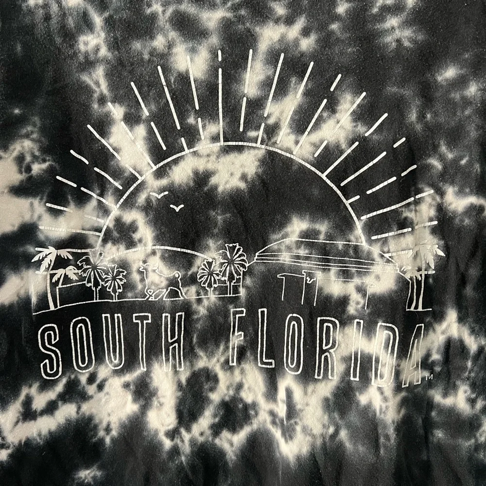 Threadfast South Florida Tie Dye Long Sleeve Tee Black White Size Large